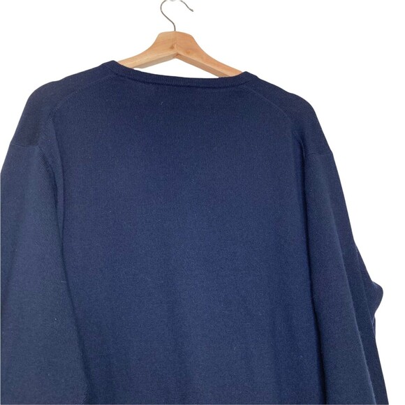 Peter Millar Size XL Merino Wool V-Neck Pullover Sweater Navy Blue - Picture 5 of 11